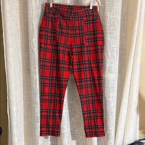Blackmilk Red and Black Tartan Cuffed Pants M